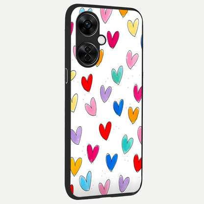  Playful Love Doodles back cover For Oneplus Nord CE3 Lite slim fit glass case with vibrant aesthetic design