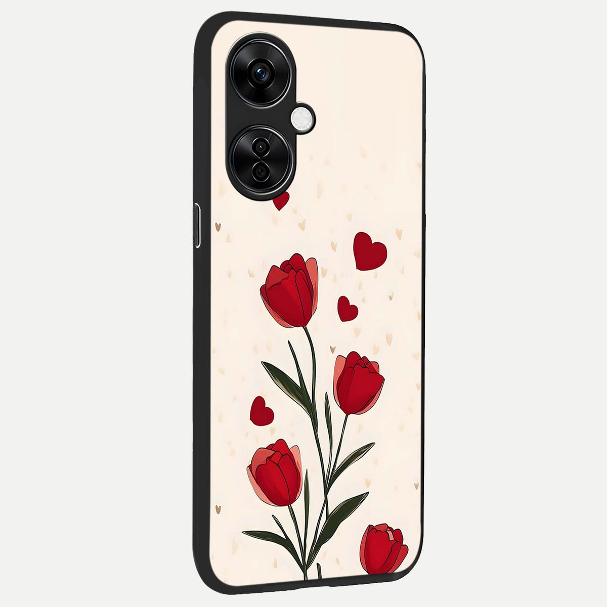  Tulip With Heart back cover For Oneplus Nord CE3 Lite slim fit glass case with vibrant aesthetic design