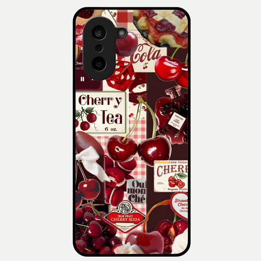  Aesthetic Cherry Tea Glass Case For Oneplus Nord CE5 back cover – full design glossy printed glass finish