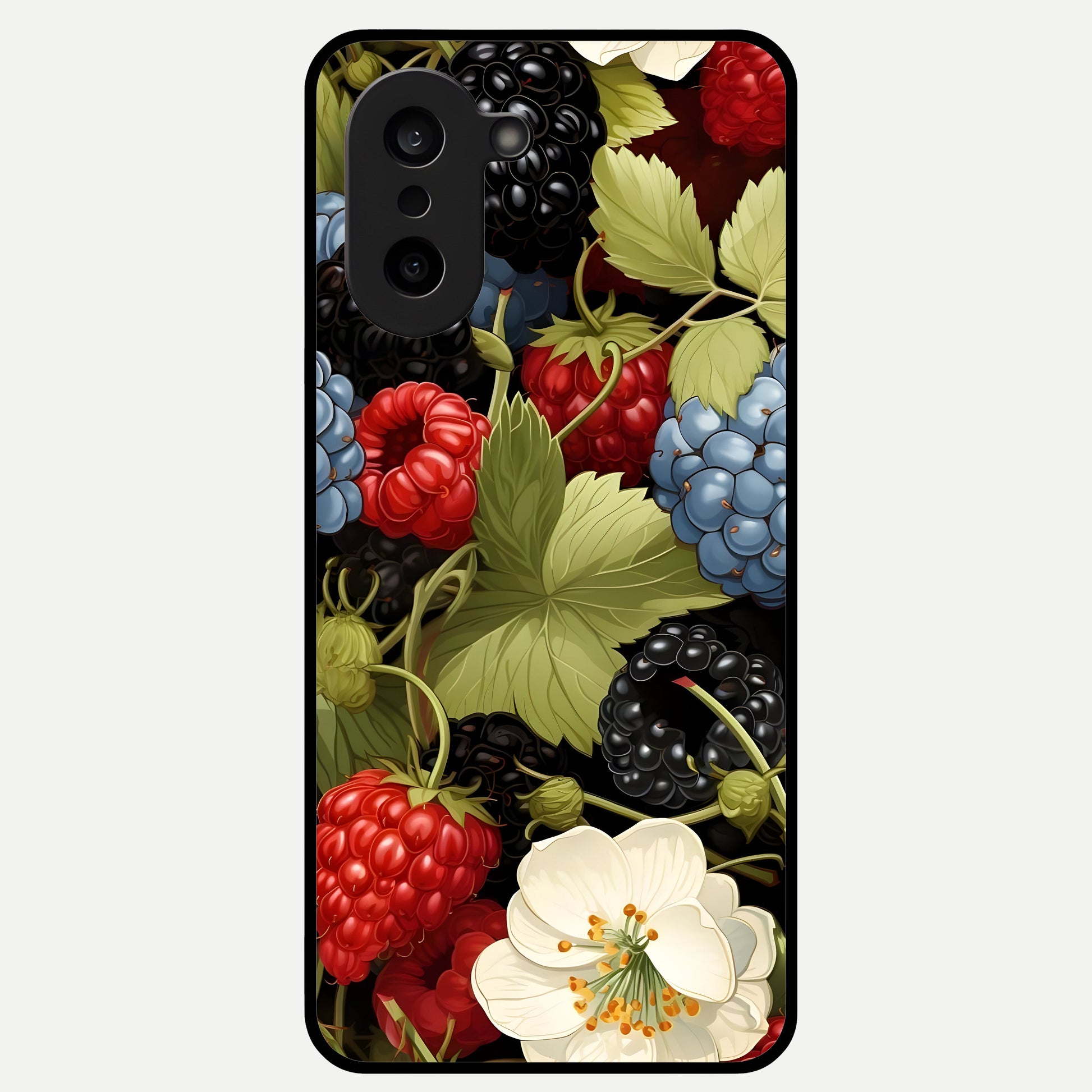  Berry Bloom Charm Glass Case For Oneplus Nord CE5 back cover – full design glossy printed glass finish