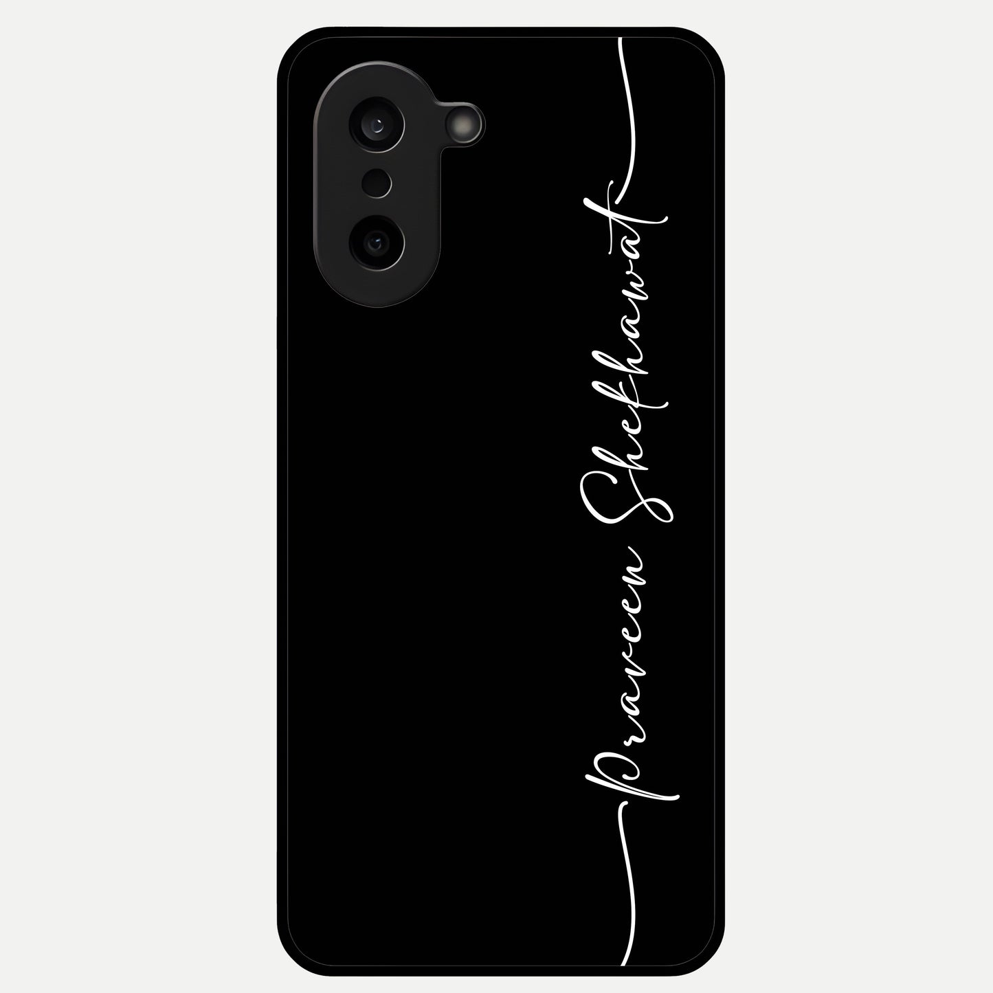 Black Tune Custom Name Glass Case For Oneplus Nord CE5 back cover – full design glossy printed glass finish