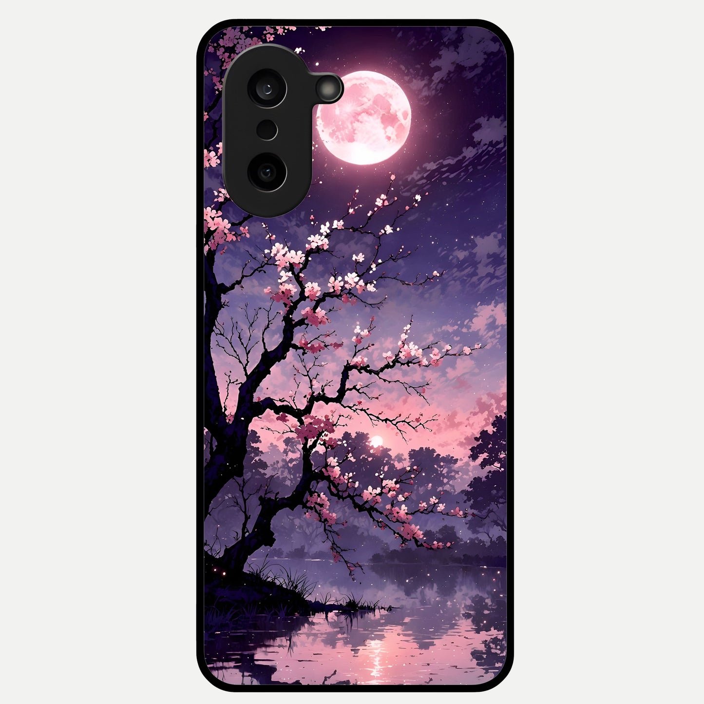 Blossom Pink Moon Glass Case For Oneplus Nord CE5 back cover – full design glossy printed glass finish