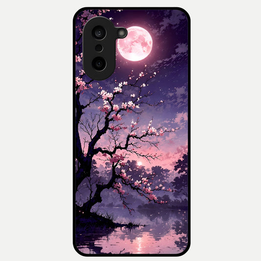  Blossom Pink Moon Glass Case For Oneplus Nord CE5 back cover – full design glossy printed glass finish