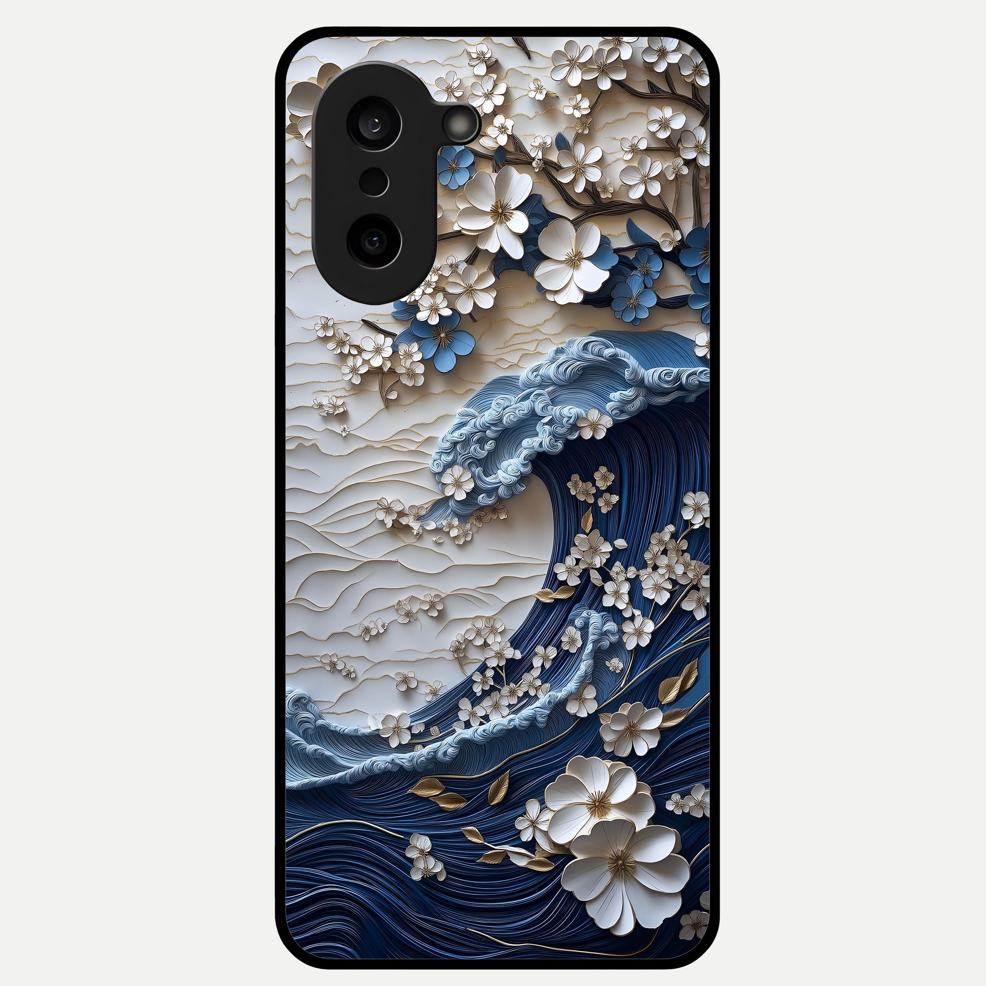 Blossom Wave Art Glass Case For Oneplus Nord CE5 back cover – full design glossy printed glass finish