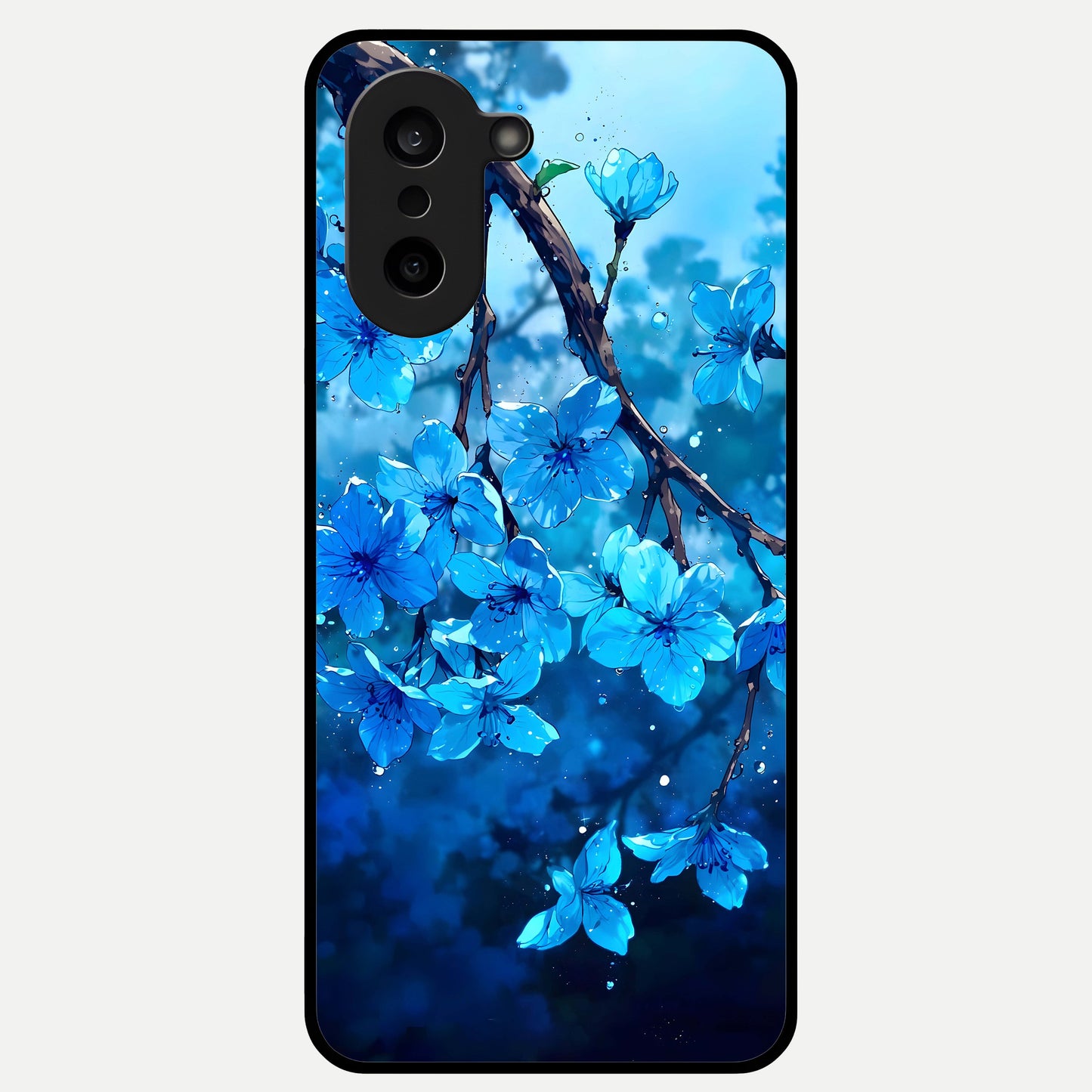  Blue Blossoms Branch Glass Case For Oneplus Nord CE5 back cover – full design glossy printed glass finish
