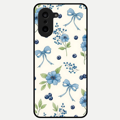  Blue Flower And Bow Glass Case For Oneplus Nord CE5 back cover – full design glossy printed glass finish
