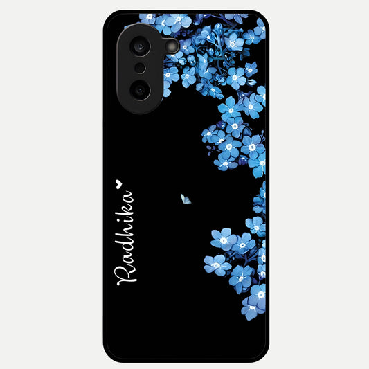  Blue Petal Dream Custom Name Glass Case For Oneplus Nord CE5 back cover – full design glossy printed glass finish