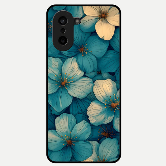  Blue Shade Floral Glass Case For Oneplus Nord CE5 back cover – full design glossy printed glass finish
