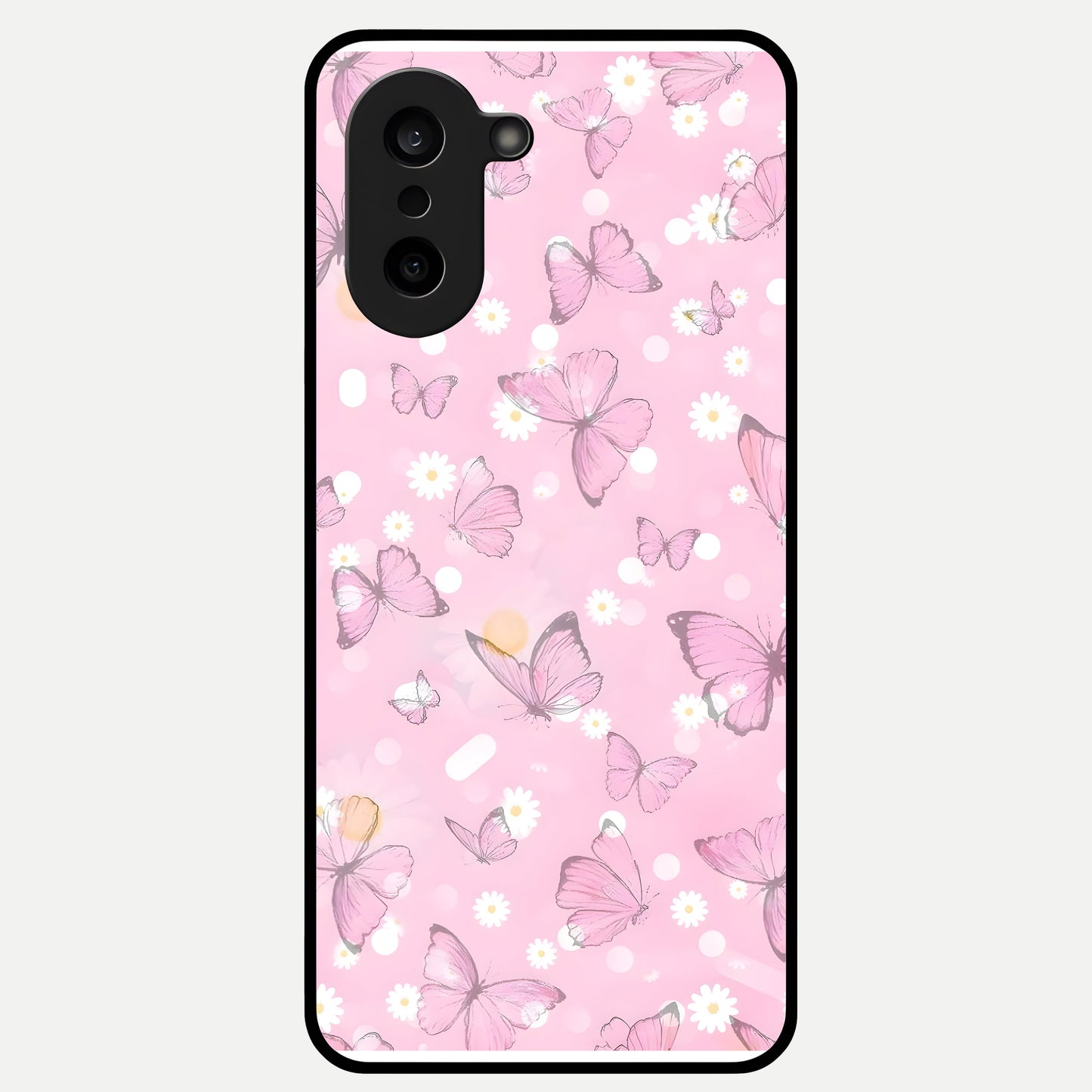  Blush Butterfly Garden Glass Case For Oneplus Nord CE5 back cover – full design glossy printed glass finish