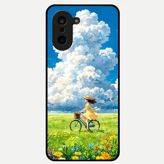  Breezy Meadow Ride Glass Case For Oneplus Nord CE5 back cover – full design glossy printed glass finish
