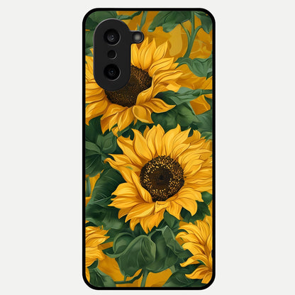  Bright Sunflower Bloom Glass Case For Oneplus Nord CE5 back cover – full design glossy printed glass finish