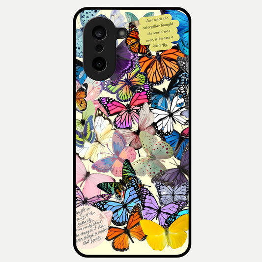  Butterflies Petal Dream Glass Case For Oneplus Nord CE5 back cover – full design glossy printed glass finish