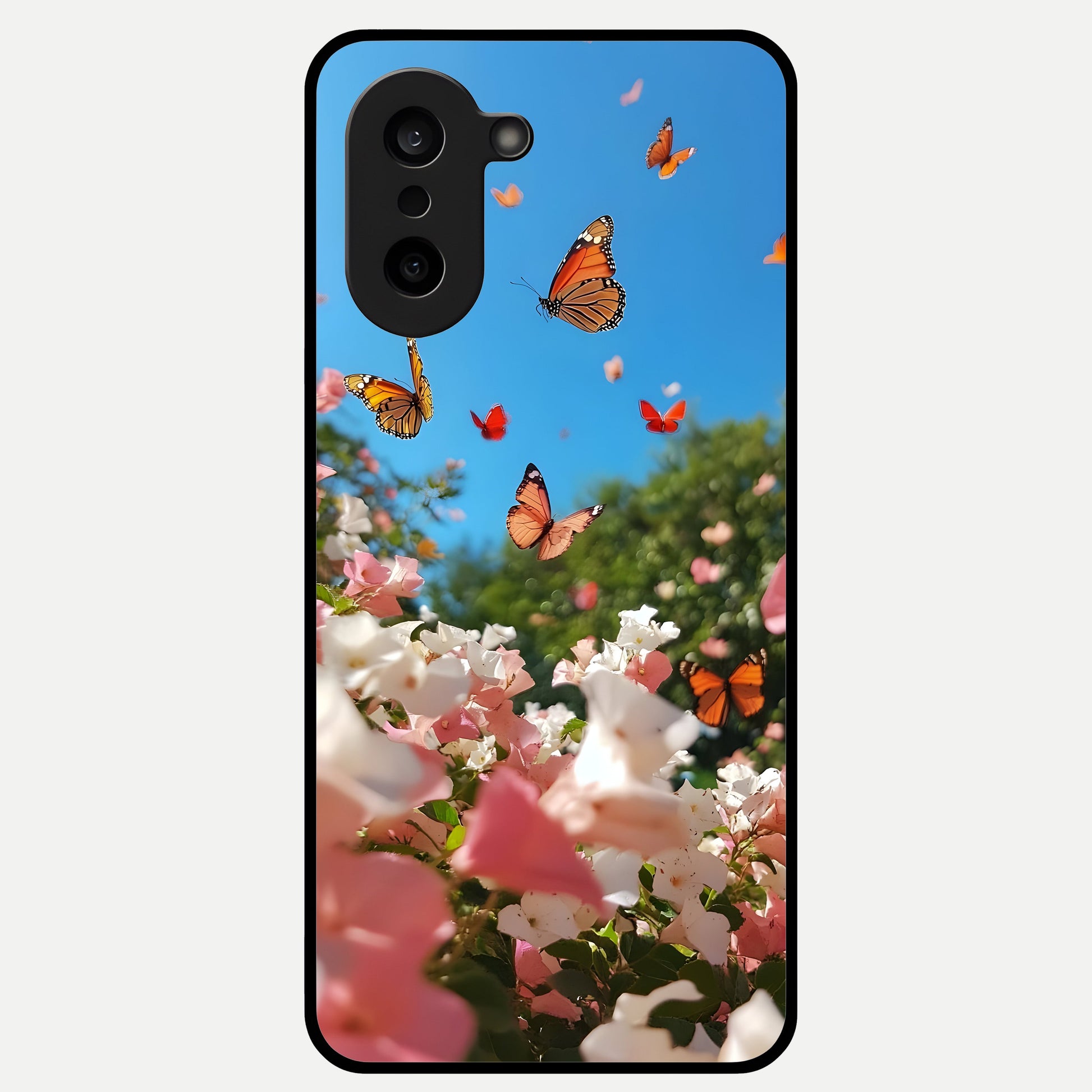  Butterflies In Bloom Sky Glass Case For Oneplus Nord CE5 back cover – full design glossy printed glass finish