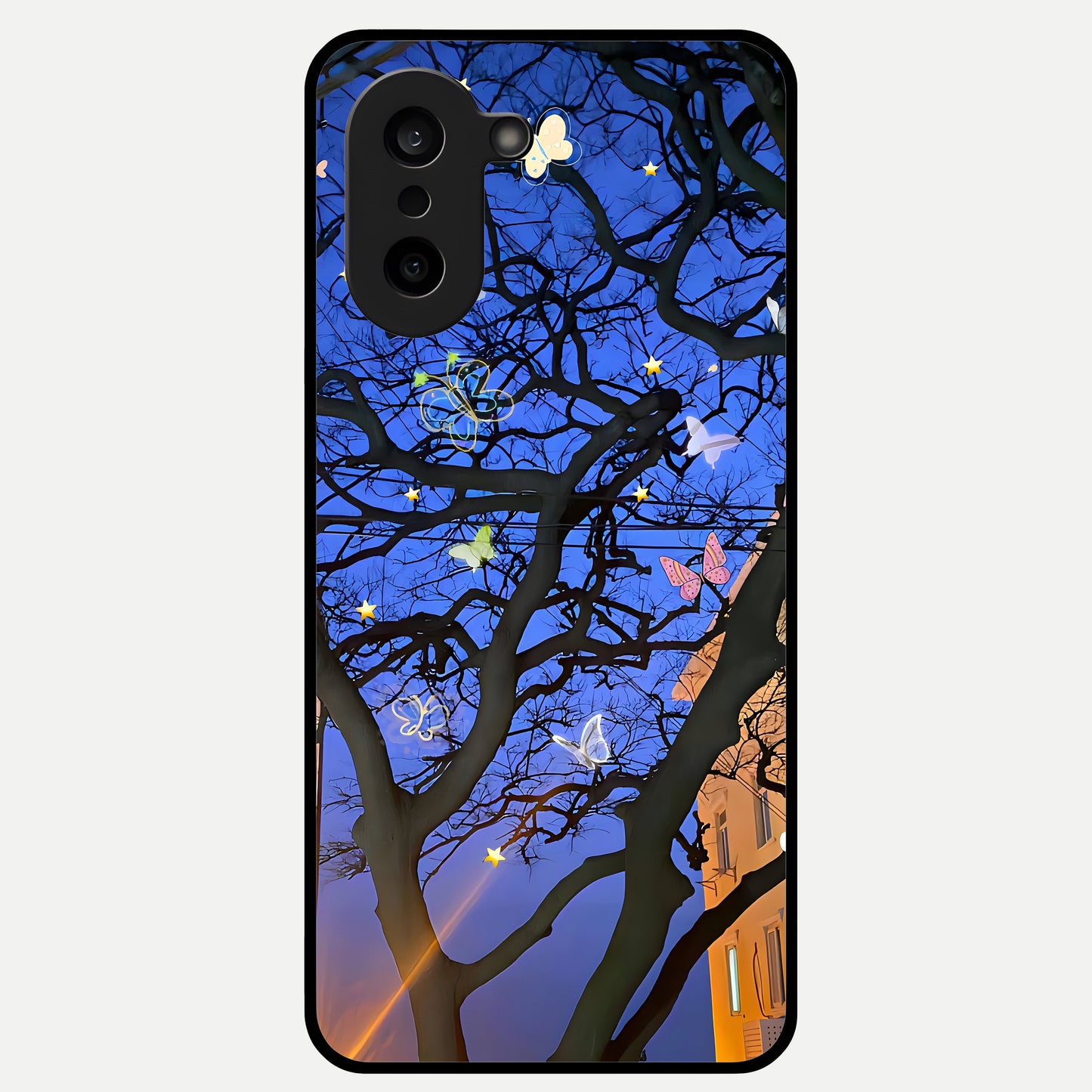  Butterfly Night Magic Glass Case For Oneplus Nord CE5 back cover – full design glossy printed glass finish
