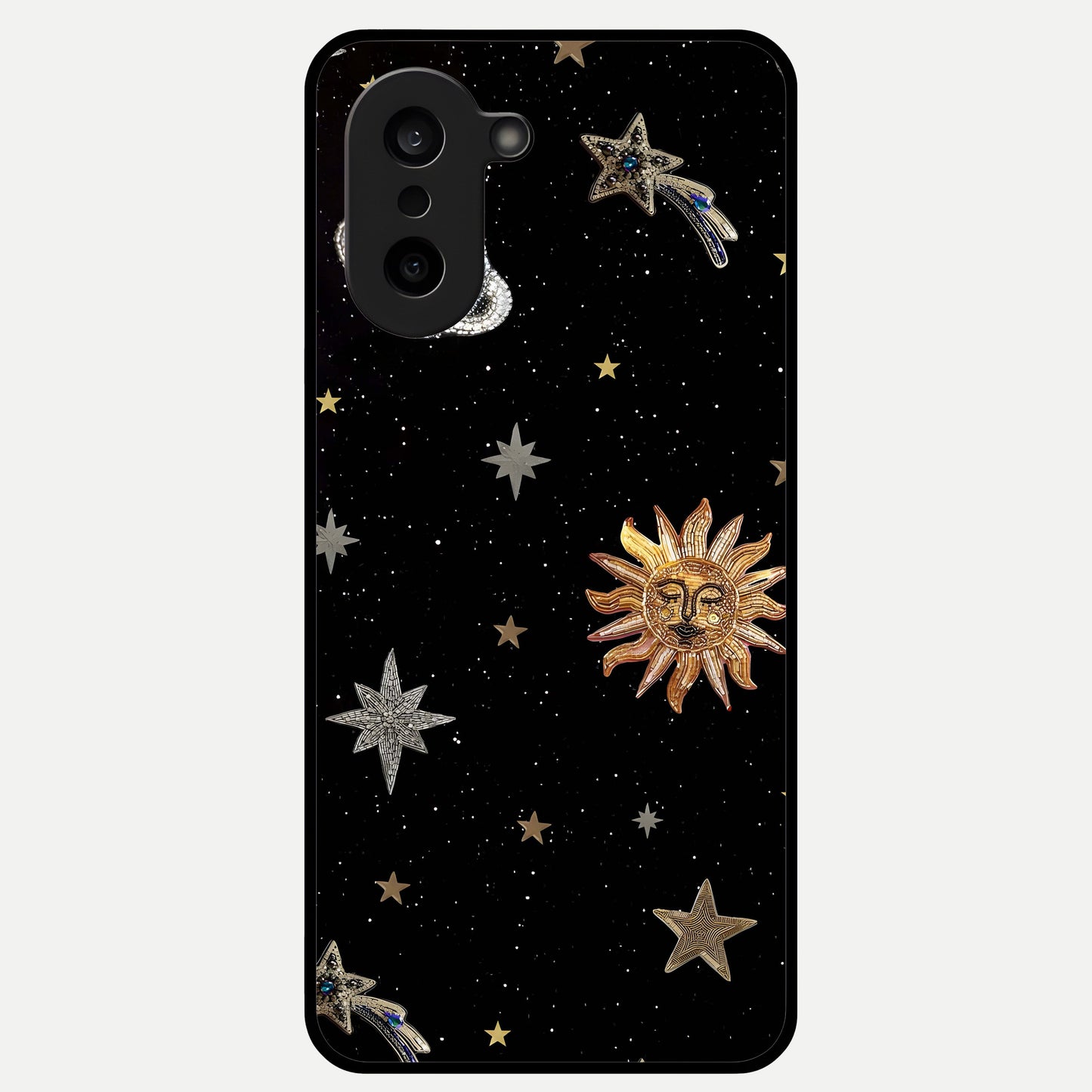  Celestial Moon With Stars Glass Case For Oneplus Nord CE5 back cover – full design glossy printed glass finish