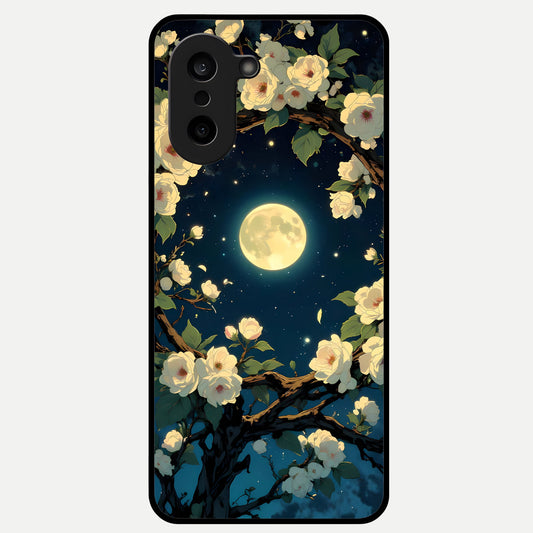  Celestial Moon And Flower Glass Case For Oneplus Nord CE5 back cover – full design glossy printed glass finish