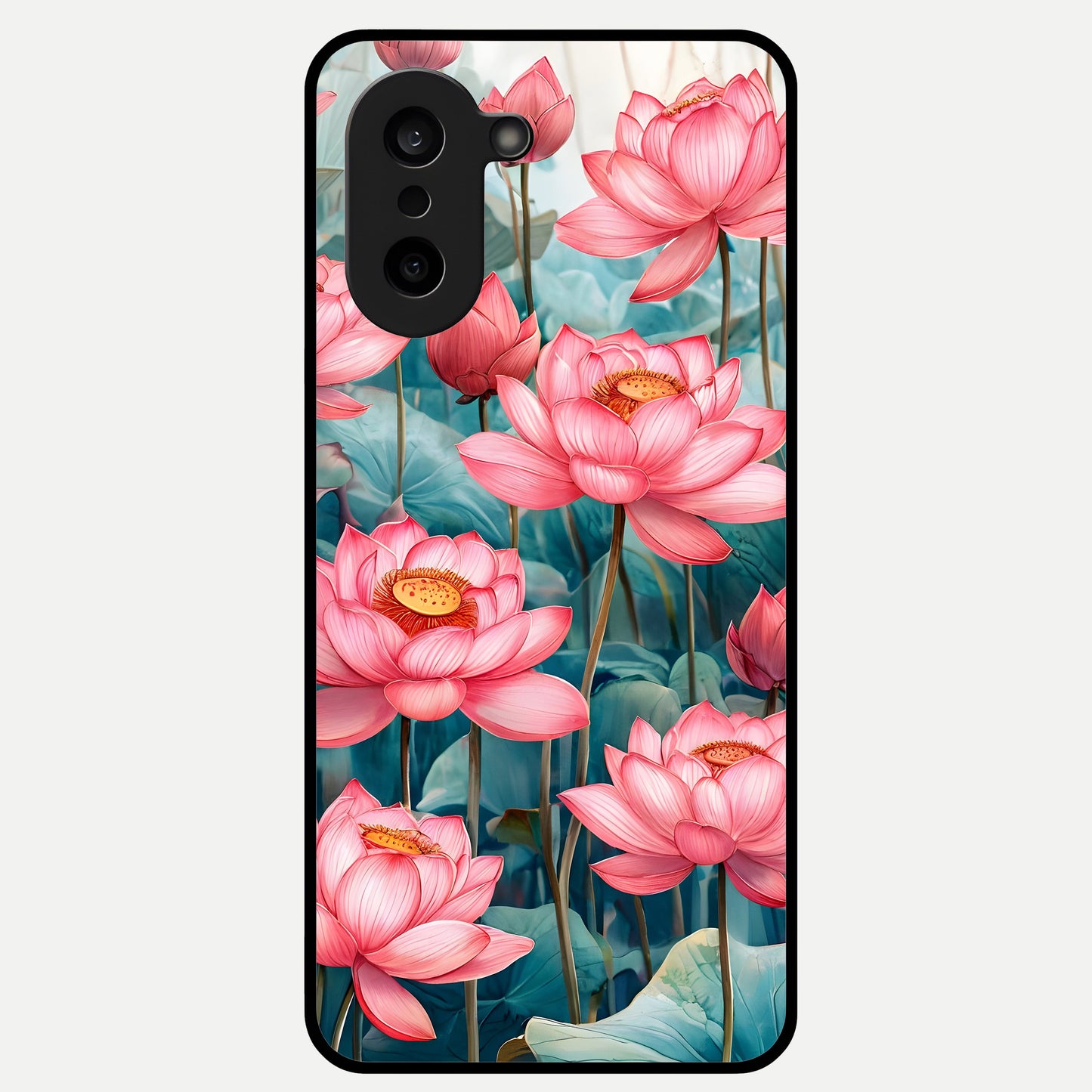  Celestial Pink Lotus Glass Case For Oneplus Nord CE5 back cover – full design glossy printed glass finish