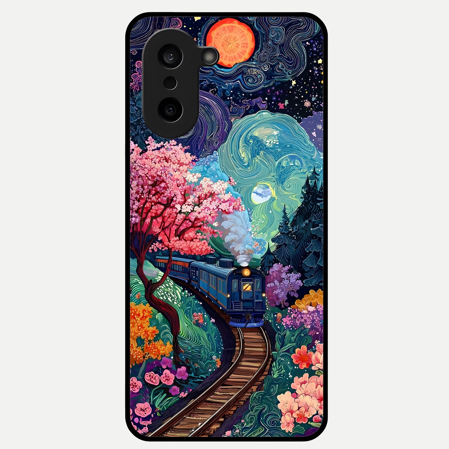  Celestial Train Journey Glass Case For Oneplus Nord CE5 back cover – full design glossy printed glass finish