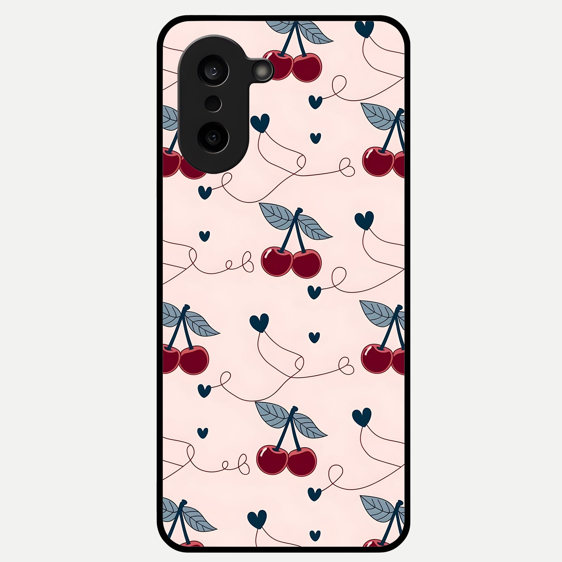  Cherry Heart Line Glass Case For Oneplus Nord CE5 back cover – full design glossy printed glass finish