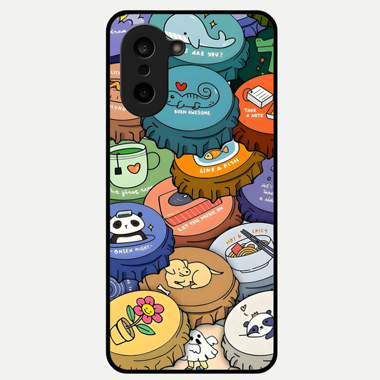  Coins Patterns Glass Case For Oneplus Nord CE5 back cover – full design glossy printed glass finish
