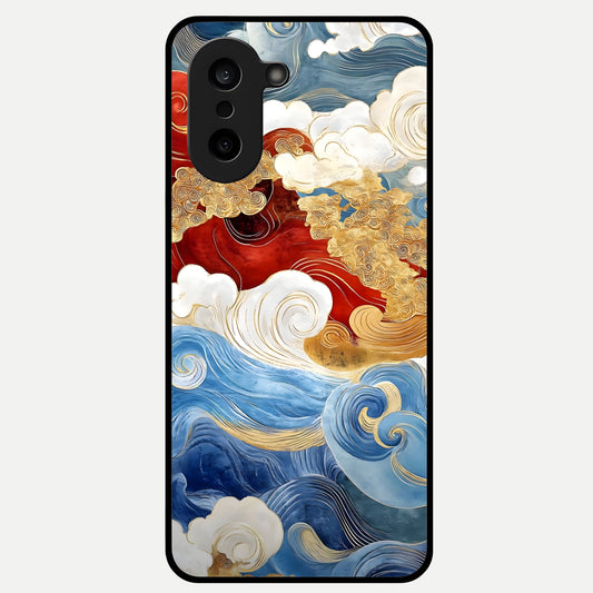  Colored Waves Glass Case For Oneplus Nord CE5 back cover – full design glossy printed glass finish