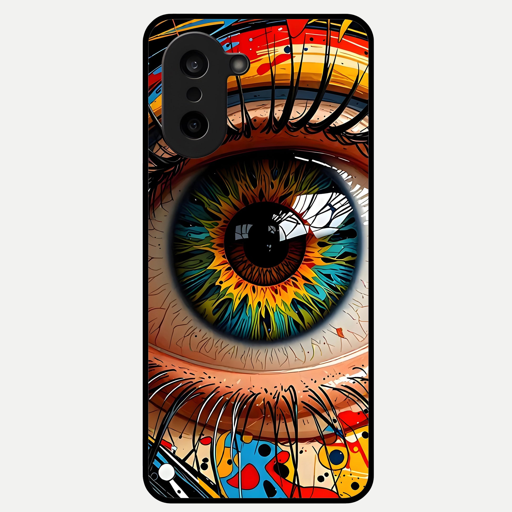  Colorful Eye Glass Case For Oneplus Nord CE5 back cover – full design glossy printed glass finish