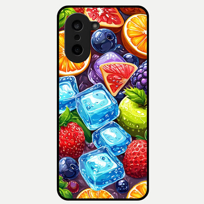  Colorful Fruits with Ice Glass Case For Oneplus Nord CE5 back cover – full design glossy printed glass finish