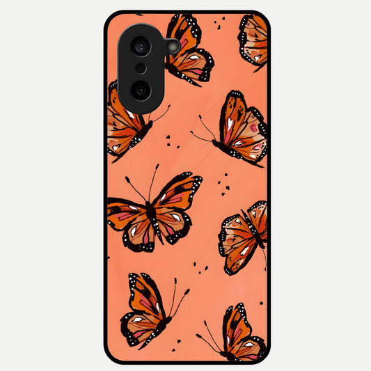  Coral Wing Butterfly Glass Case For Oneplus Nord CE5 back cover – full design glossy printed glass finish