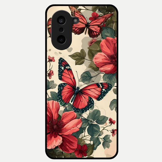  Crimson Butterfly Garden Glass Case For Oneplus Nord CE5 back cover – full design glossy printed glass finish