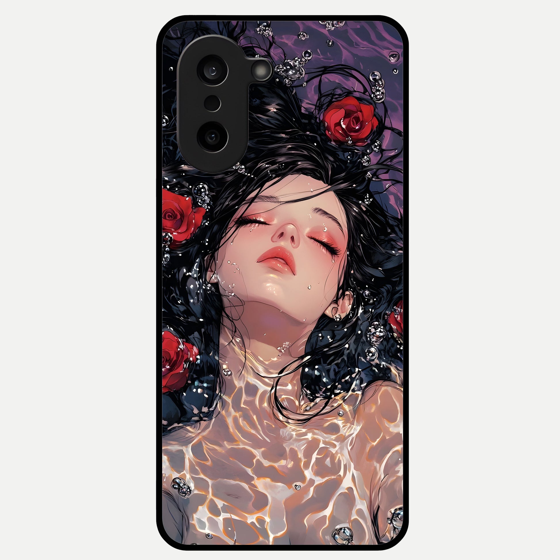  Crimson Rose Serenity Glass Case For Oneplus Nord CE5 back cover – full design glossy printed glass finish