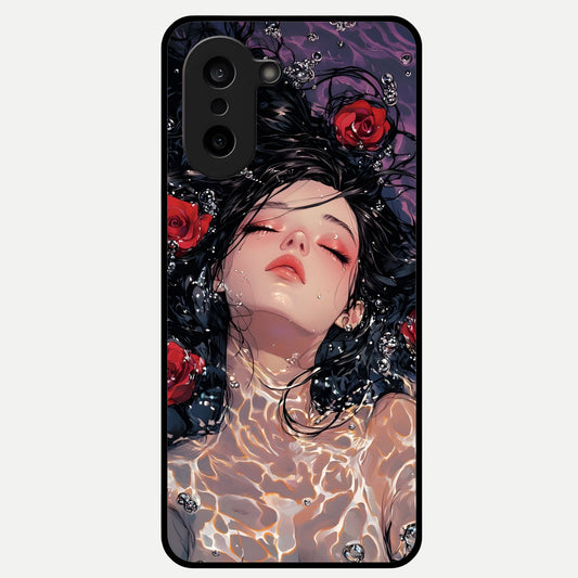  Crimson Rose Serenity Glass Case For Oneplus Nord CE5 back cover – full design glossy printed glass finish