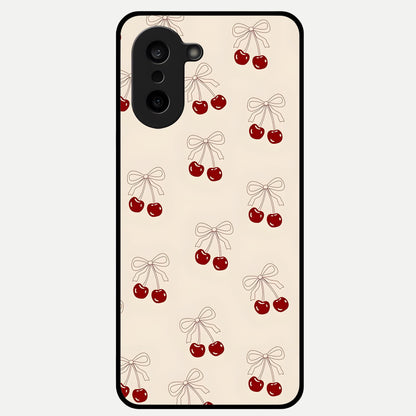  Cute Cherry Pattern Glass Case For Oneplus Nord CE5 back cover – full design glossy printed glass finish