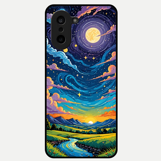  Dreamy Night Landscape Glass Case For Oneplus Nord CE5 back cover – full design glossy printed glass finish