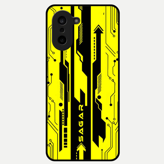 Electric Pulse CYBERPUNK Custom Name Glass Case For Oneplus Nord CE5 back cover – full design glossy printed glass finish
