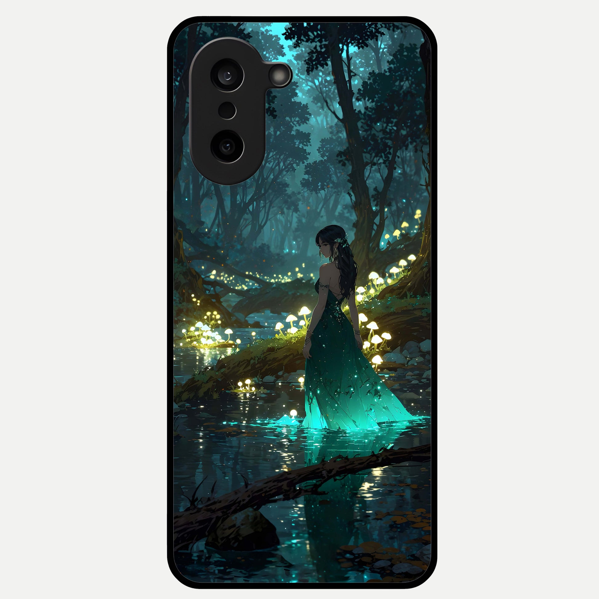  Enchanted Forest Glow Glass Case For Oneplus Nord CE5 back cover – full design glossy printed glass finish