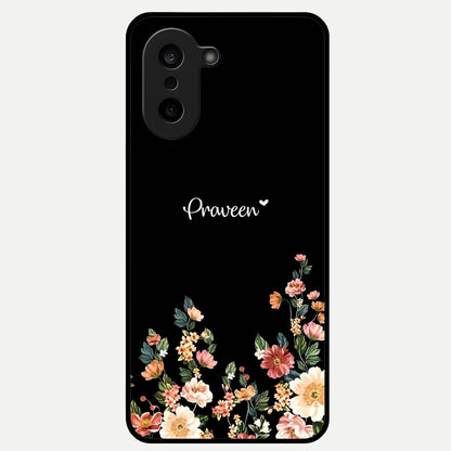  Floral Design Personalized Custom Name Glass Case For Oneplus Nord CE5 back cover – full design glossy printed glass finish