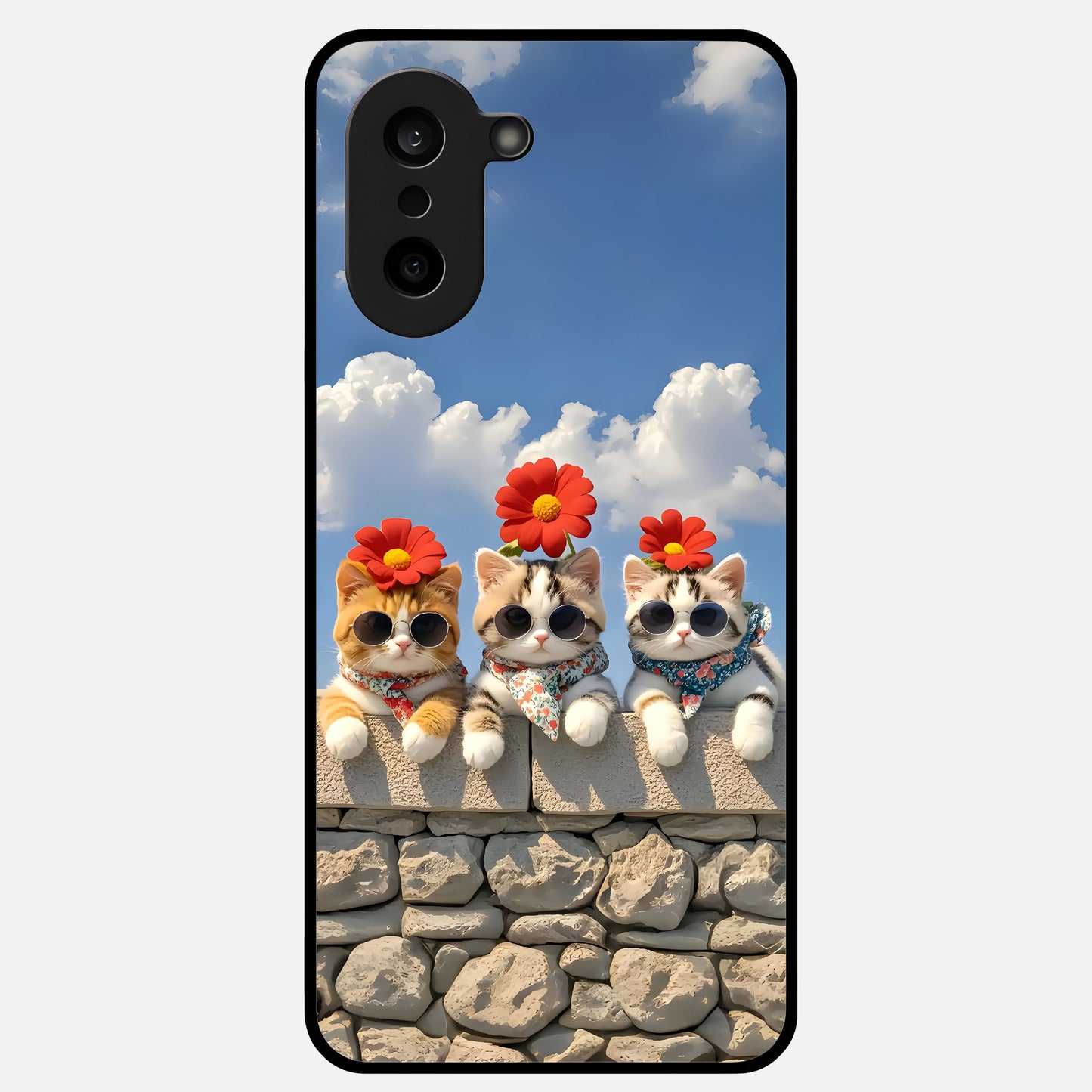  Floral Kitty Squad Glass Case For Oneplus Nord CE5 back cover – full design glossy printed glass finish