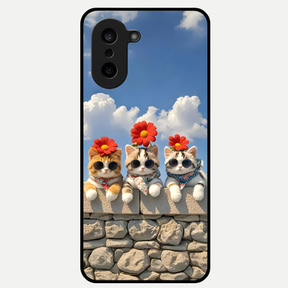  Floral Kitty Squad Glass Case For Oneplus Nord CE5 back cover – full design glossy printed glass finish