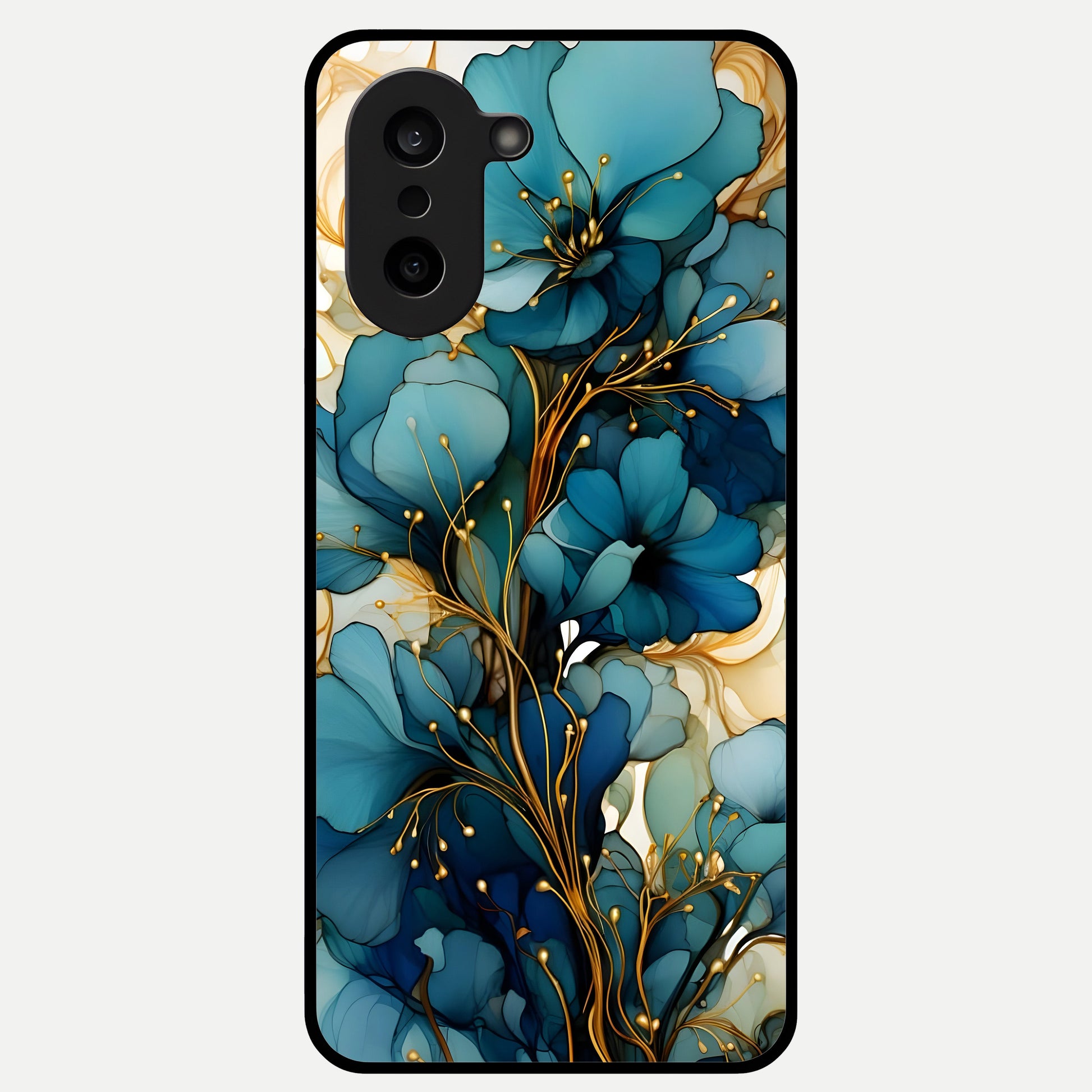  Golden Bloom Symphony Glass Case For Oneplus Nord CE5 back cover – full design glossy printed glass finish
