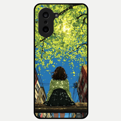  Golden Leaves Glow Glass Case For Oneplus Nord CE5 back cover – full design glossy printed glass finish