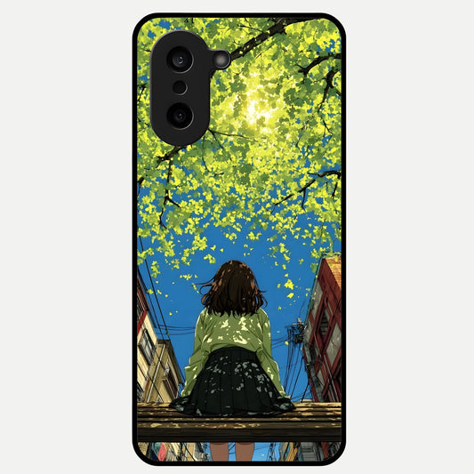  Golden Leaves Glow Glass Case For Oneplus Nord CE5 back cover – full design glossy printed glass finish