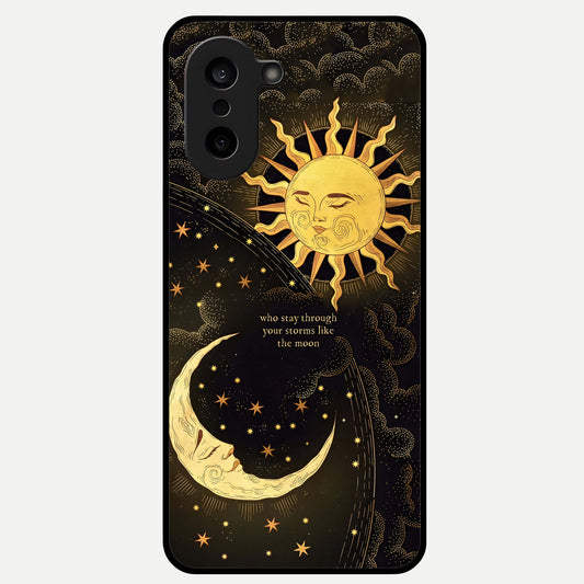  Golden Lunar Love Glass Case For Oneplus Nord CE5 back cover – full design glossy printed glass finish