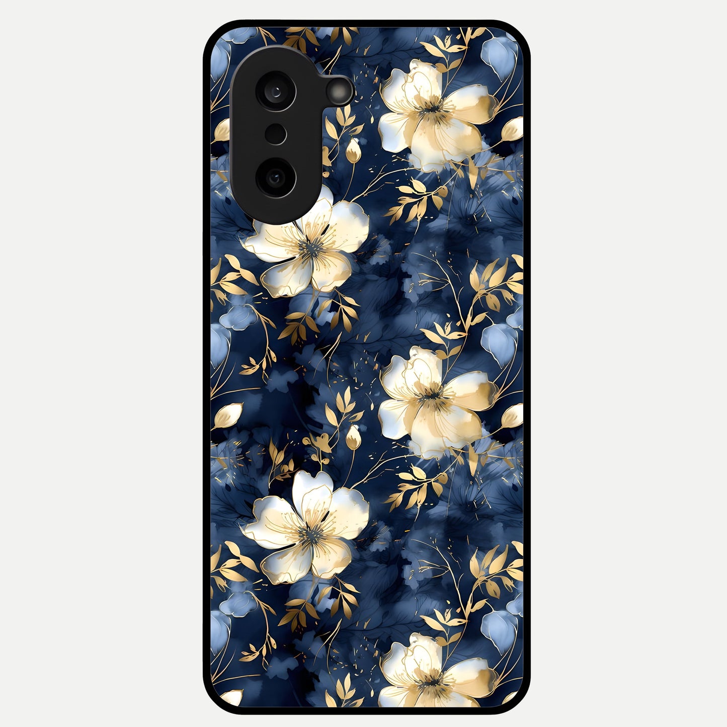 Golden Midnight Bloom Glass Case For Oneplus Nord CE5 back cover – full design glossy printed glass finish