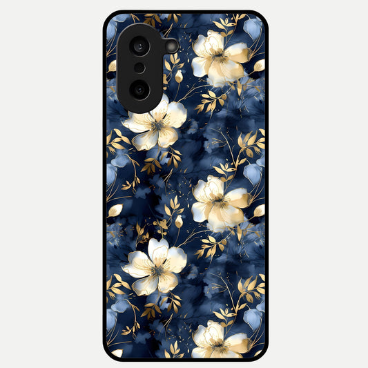  Golden Midnight Bloom Glass Case For Oneplus Nord CE5 back cover – full design glossy printed glass finish