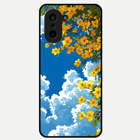  Golden Petal Sky Glass Case For Oneplus Nord CE5 back cover – full design glossy printed glass finish