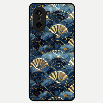  Golden Wave Luxe Glass Case For Oneplus Nord CE5 back cover – full design glossy printed glass finish