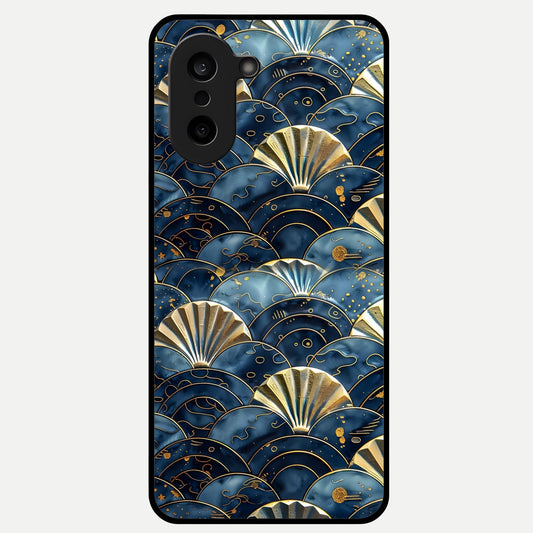  Golden Wave Luxe Glass Case For Oneplus Nord CE5 back cover – full design glossy printed glass finish