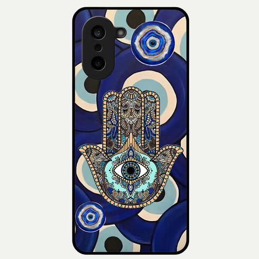  Hamsa Divine Guard Glass Case For Oneplus Nord CE5 back cover – full design glossy printed glass finish
