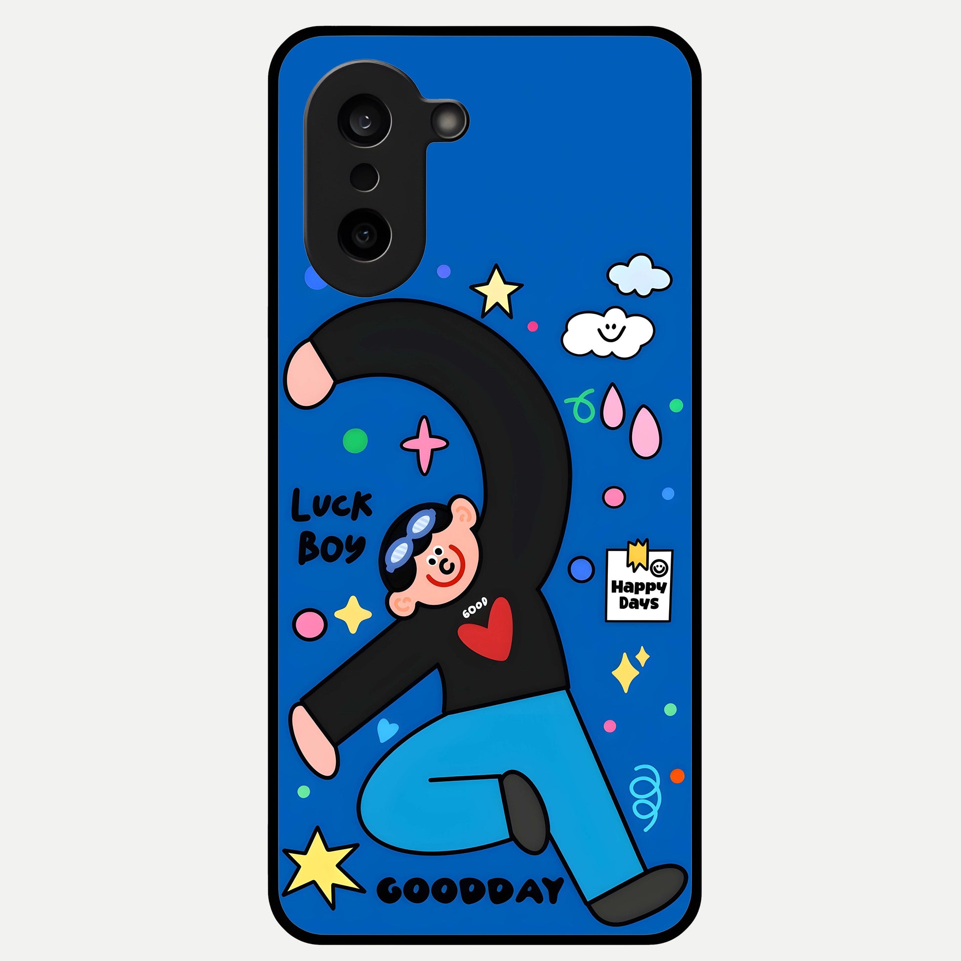  Happy Luck Vibe Glass Case For Oneplus Nord CE5 back cover – full design glossy printed glass finish