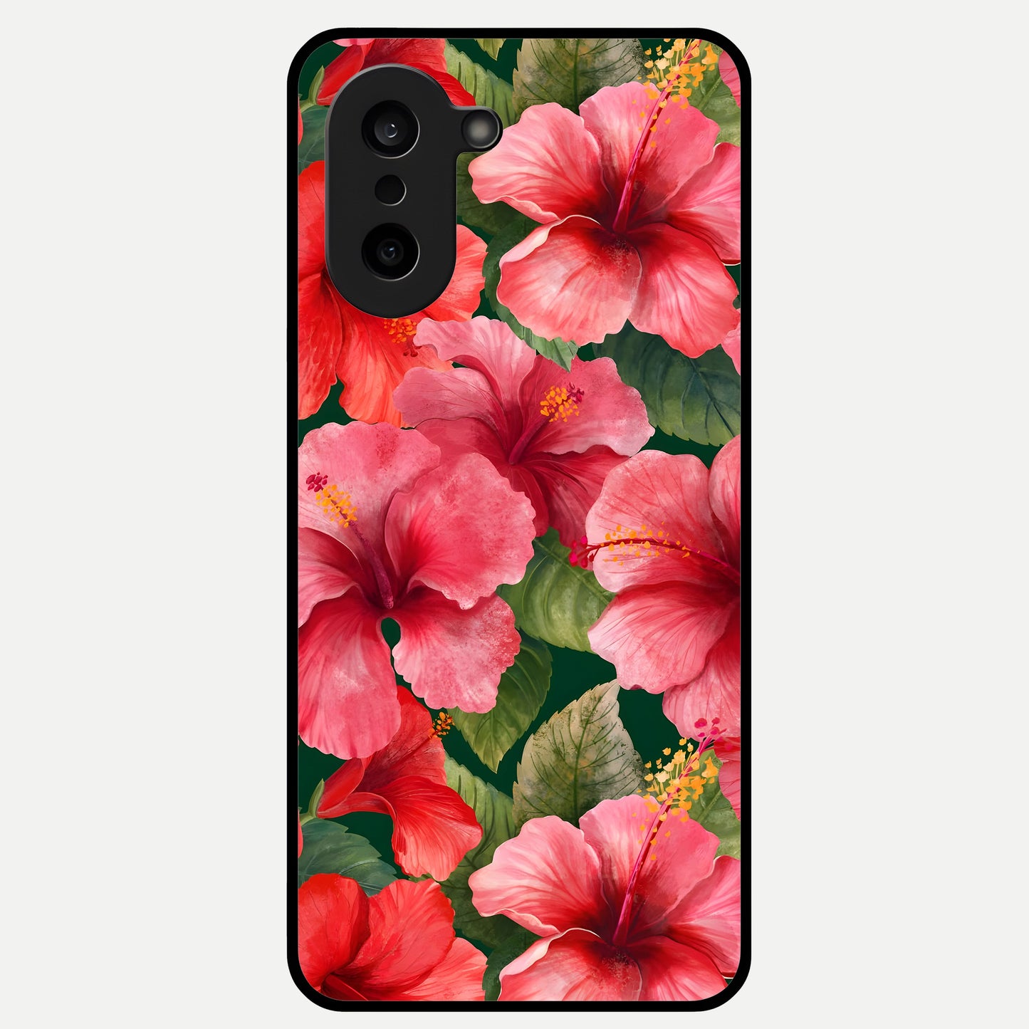  Hibiscus Pattern Glass Case For Oneplus Nord CE5 back cover – full design glossy printed glass finish